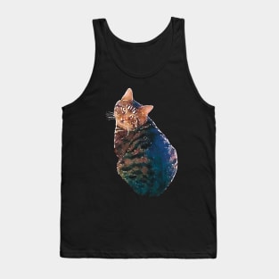 Fat Tabby Cat Watercolor Style Tank Top